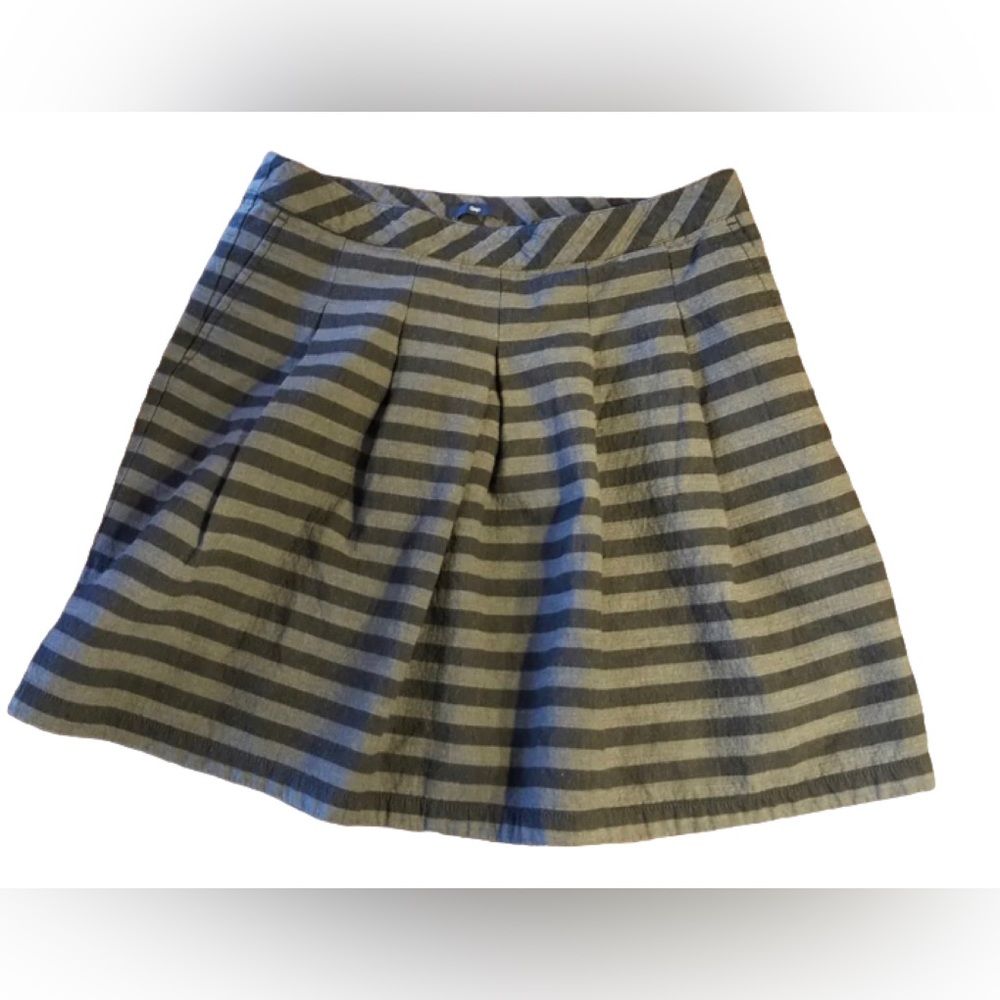 Gap Skirt Y2K Gray Stripe 2 Cotton Pleated Pockets Lined Sturdy Twee Academia